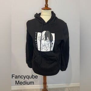 Men's Black Anime Graphic Hoodie Sweatshirt